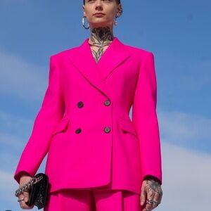 Alexander McQueen fitted hot pink Double breasted blazer